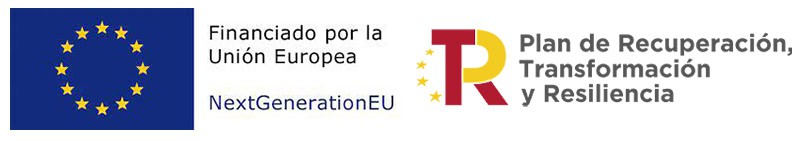 Logotipos de la Unión Europea y del Plan de Recuperación, Transformación y Resiliencia con el texto "Financiado por la Unión Europea" y "NextGenerationEU".